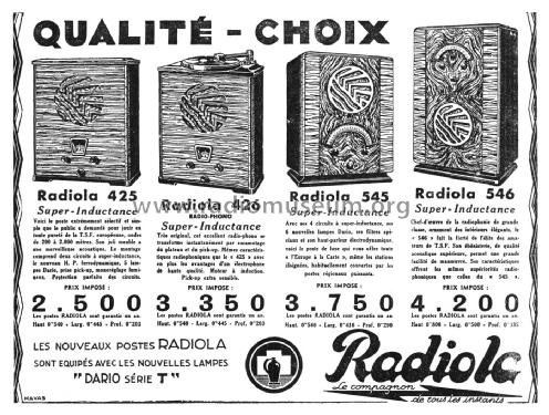 Super-Inductance 426A; Radiola marque (ID = 2651833) Radio