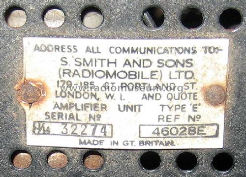 E IF & AF amp. Radiomobile Smith&Sons; Radiomobile Ltd., (ID = 905146) Autoradio