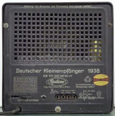 Deutscher Kleinempfänger 1938 DKE 38; Radione RADIO (ID = 1424694) Radio