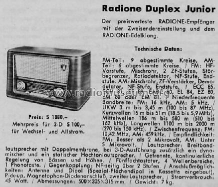 Duplex-Junior W ; Radione RADIO (ID = 443140) Radio