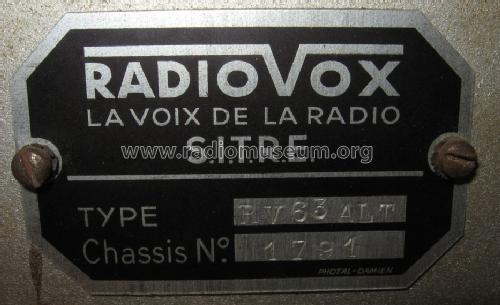 RV63 ALT; Radiovox RV, Société (ID = 1062977) Radio