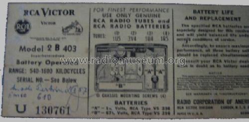 2B403 Ch= RC-1114; RCA RCA Victor Co. (ID = 331019) Radio