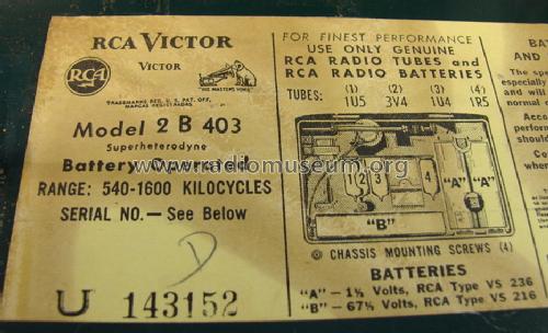 2B403 Ch= RC-1114; RCA RCA Victor Co. (ID = 1453766) Radio