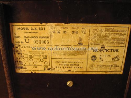 3-X-521 Ch= RC1128; RCA RCA Victor Co. (ID = 1322181) Radio