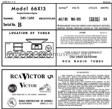 66X13 Ch= RC-1046E; RCA RCA Victor Co. (ID = 2885488) Radio