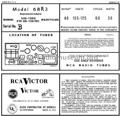 68R3 Ch= RC-608; RCA RCA Victor Co. (ID = 2992871) Radio