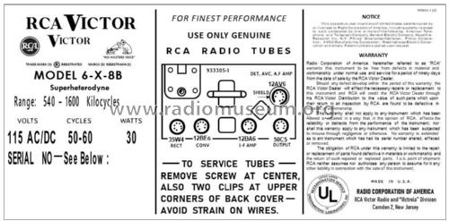 6-X-8B 'The Wilshire' Ch= RC-1146; RCA RCA Victor Co. (ID = 2780201) Radio