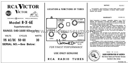 8-X-6E 'The Burgess' Ch= RC-1178; RCA RCA Victor Co. (ID = 2786206) Radio