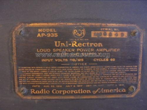 AP-935 Power Amp.; RCA RCA Victor Co. (ID = 2058887) Ampl/Mixer