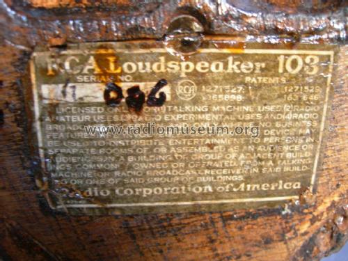Loudspeaker 103 ; RCA RCA Victor Co. (ID = 2433241) Speaker-P