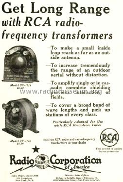 Radio Frequency Transformer UV-1716; RCA RCA Victor Co. (ID = 1251418) Radio part