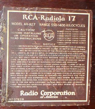 Radiola 17 AR-927; RCA RCA Victor Co. (ID = 851235) Radio