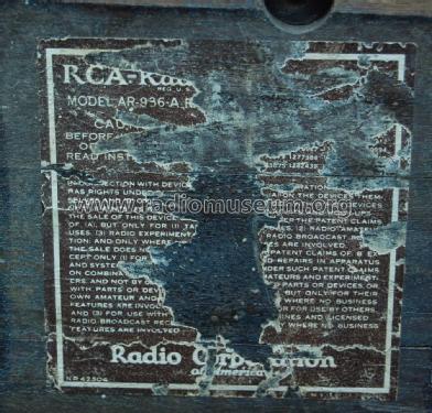 Radiola 18 AC AR-936; RCA RCA Victor Co. (ID = 2706270) Radio