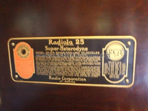 Radiola 25 AR-919; RCA RCA Victor Co. (ID = 1336919) Radio