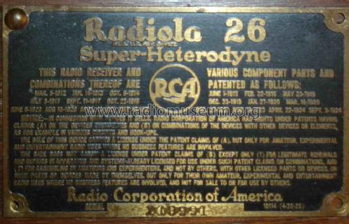 Radiola 26 ; RCA RCA Victor Co. (ID = 837586) Radio