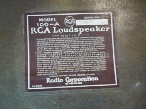 Radiola Loudspeaker 100-A; RCA RCA Victor Co. (ID = 1253207) Speaker-P