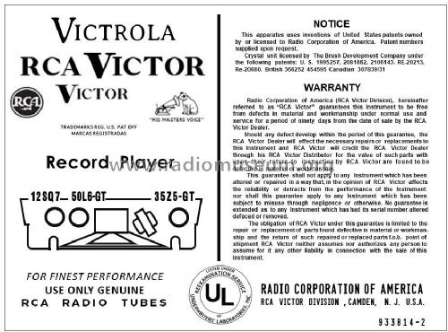 Victrola 45-EY-3 Ch= RS-136A; RCA RCA Victor Co. (ID = 2851250) Ton-Bild