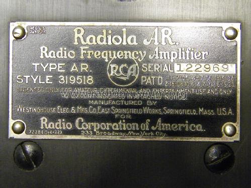 Westinghouse AR Preamp; RCA RCA Victor Co. (ID = 1225846) RF-Ampl.