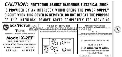 X2EF Ch= RC-1188; RCA RCA Victor Co. (ID = 2841035) Radio