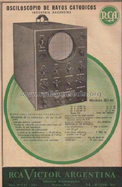 Oscilloscope SC-41; RCA Victor; Buenos (ID = 648790) Equipment