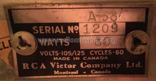 A38 ; RCA Victor (ID = 2094772) Radio