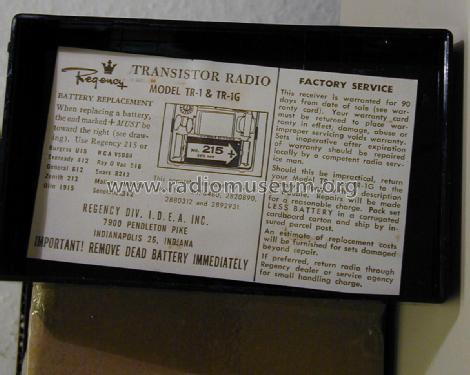TR-1G Pocket Radio; Regency brand of I.D (ID = 1752768) Radio