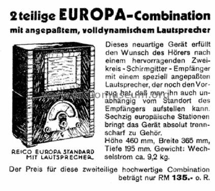 Europa Standard Combination ; Reico Radio, Max (ID = 1525771) Radio
