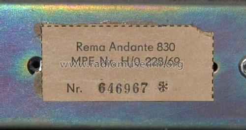 Andante 830; REMA, Fabrik für (ID = 2371778) Radio