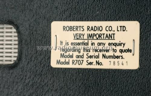 R707; Roberts Radio Co.Ltd (ID = 2376169) Radio
