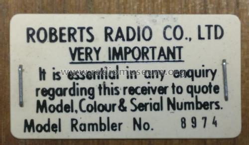 Rambler ; Roberts Radio Co.Ltd (ID = 2376191) Radio