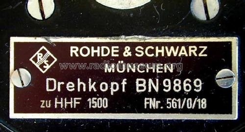 Drehkopf BN9869; Rohde & Schwarz, PTE (ID = 795081) Equipment