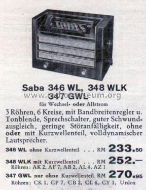 348WLK Ch= S 348 WLK; SABA; Villingen (ID = 2817389) Radio