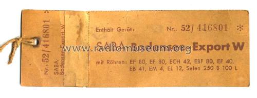 Bodensee W Export ; SABA; Villingen (ID = 650937) Radio