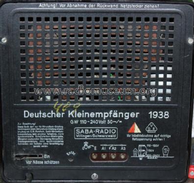 Deutscher Kleinempfänger 1938 DKE38; SABA; Villingen (ID = 1328831) Radio