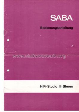 HiFi-Studio III Stereo ; SABA; Villingen (ID = 2843573) Radio