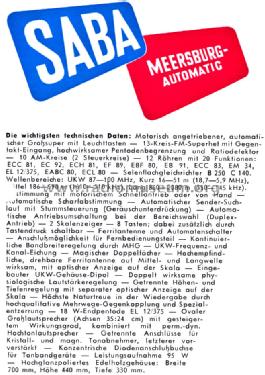 Meersburg-Automatic ; SABA; Villingen (ID = 718294) Radio