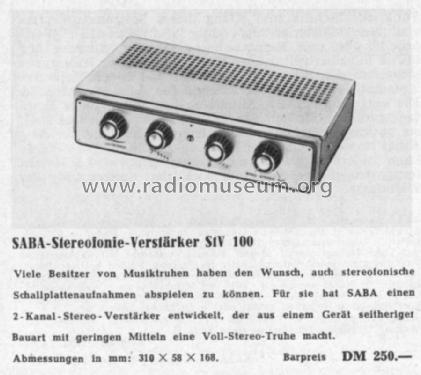 Stereo-Verstärker STV100; SABA; Villingen (ID = 2066819) Ampl/Mixer