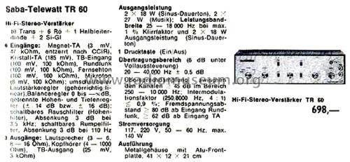 Telewatt TR60; SABA; Villingen (ID = 2958363) Ampl/Mixer