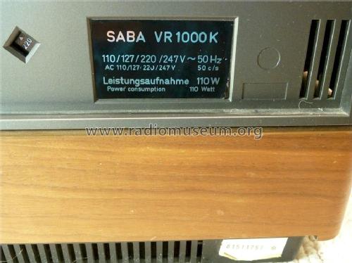 VCR - Videorecorder VR 1000 K; SABA; Villingen (ID = 1468884) R-Player