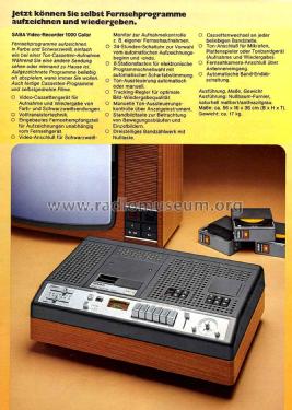 VCR - Videorecorder VR 1000 K; SABA; Villingen (ID = 2848528) R-Player