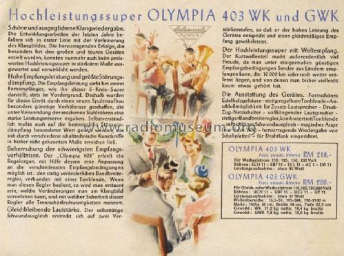 Olympia 403WK; Sachsenwerk bis 1945 (ID = 1275263) Radio