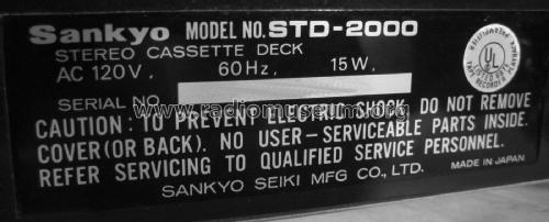 Stereo Cassette Deck STD-2000; Sankyo Seiki Mfg.Co. (ID = 1814443) R-Player