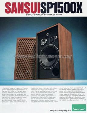 3 Way 3 Speaker System SP-1500X; Sansui Electric Co., (ID = 1751311) Speaker-P