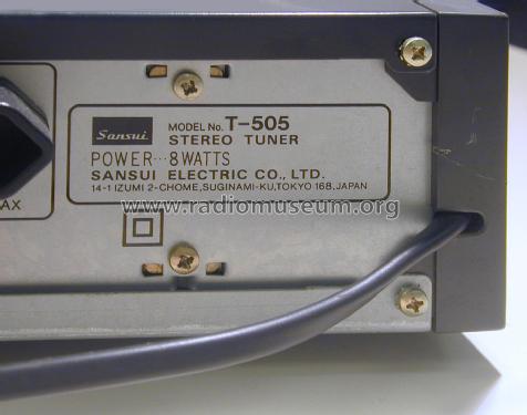 AM/FM Stereo Tuner T-505; Sansui Electric Co., (ID = 2006744) Radio