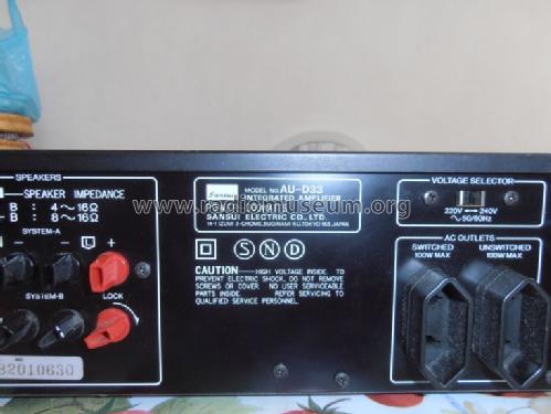 Integrated Amplifier AU-D33; Sansui Electric Co., (ID = 1653649) Ampl/Mixer