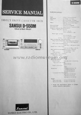 Direct Drive Cassette Deck D-550M; Sansui Electric Co., (ID = 1655874) Ton-Bild