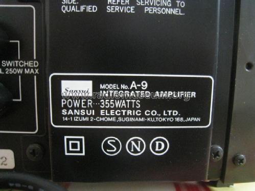 Integrated amplifier A-9; Sansui Electric Co., (ID = 1832566) Ampl/Mixer