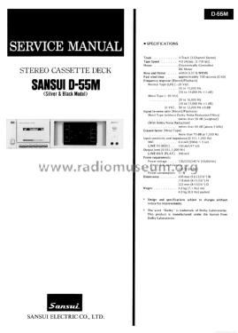 Stereo Cassette Deck D-55M; Sansui Electric Co., (ID = 1926349) R-Player