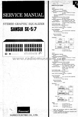 Stereo Graphic Equalizer SE-5; Sansui Electric Co., (ID = 2010287) Ampl/Mixer