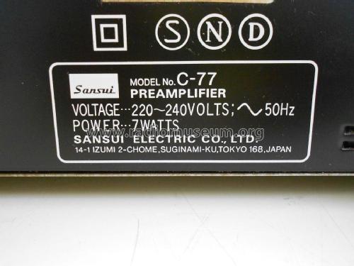 Stereo Preamplifier C-77; Sansui Electric Co., (ID = 2271401) Ampl/Mixer